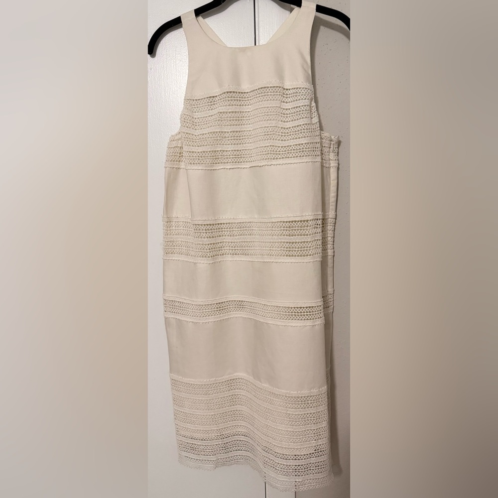 LOFT Cream Sleeveless Shift Dress size 8 - Picture 2 of 6